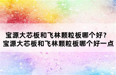 宝源大芯板和飞林颗粒板哪个好？ 宝源大芯板和飞林颗粒板哪个好一点